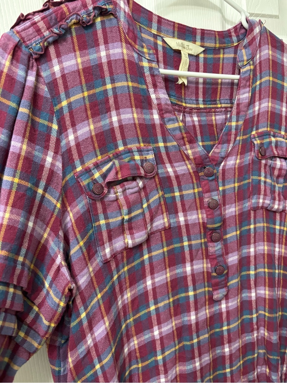 Matilda Jane All Day Millie Purple Plaid Button Front Top Women’s Plus Size XXL - Picture 3 of 5